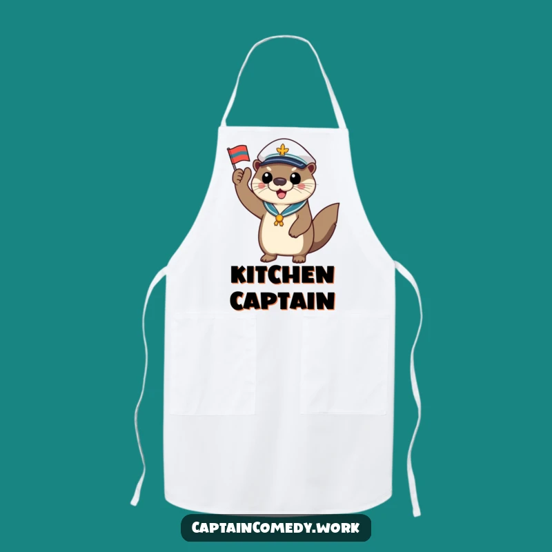 Funny Otter Captain Flag Apron: Hilarious Kitchen Style for Nautical Cooks