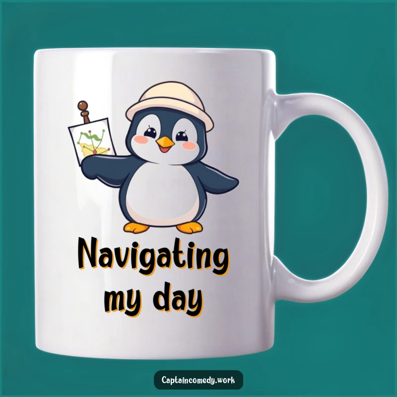 Funny Penguin Navigator Mug: Determined Adventure Gift