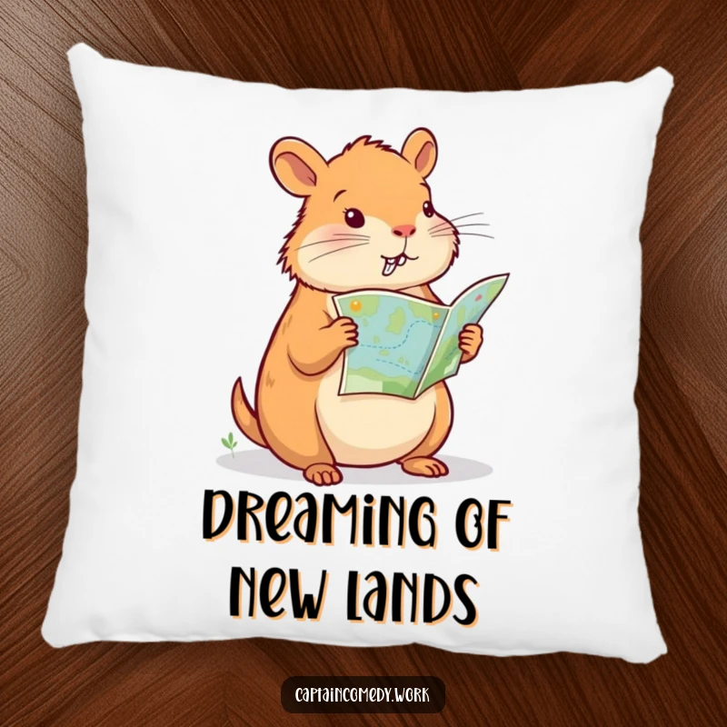 Funny Capybara Navigator Pillow, featuring a focused capybara studying a map, adds comfort and humor, a funny gift for relaxation.
