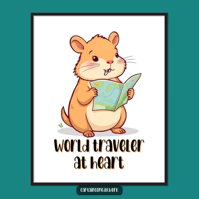 Funny Capybara Navigator Digital Print: Explorer Wall Decor, Perfect Funny Gift for Art Lovers