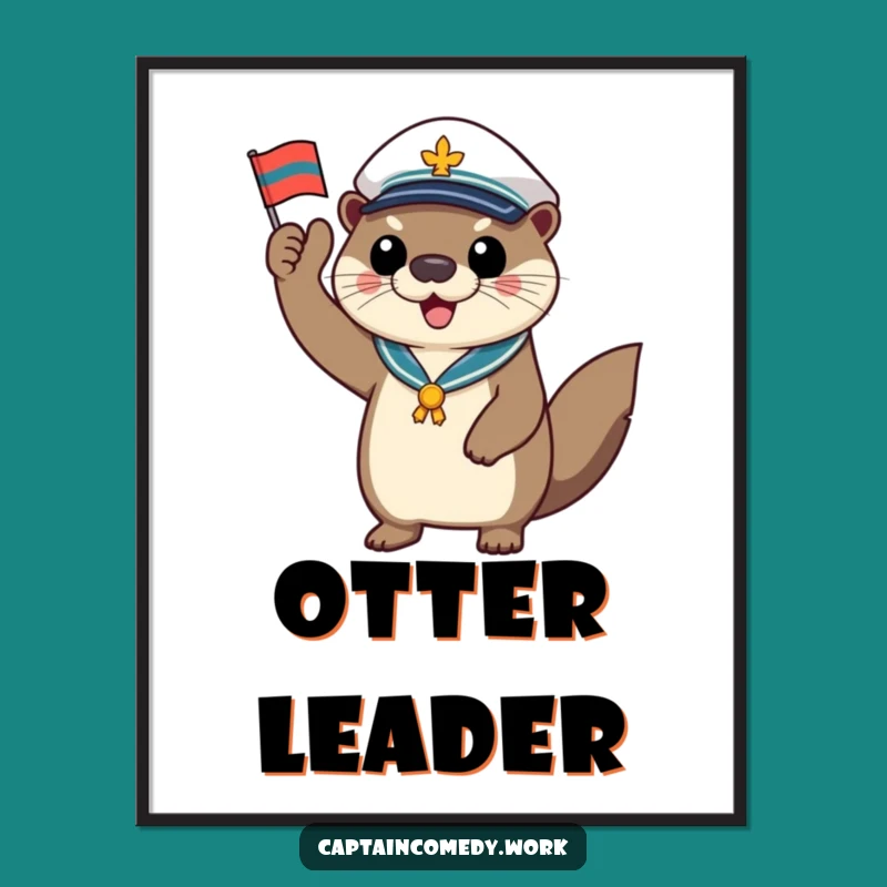 Funny Otter Captain Flag Digital Art: Instant Download for Nautical Smiles
