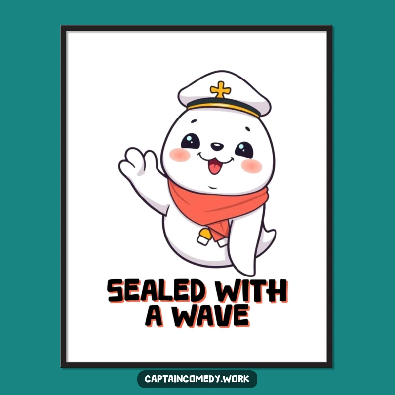 Funny Giggling Seal First Mate Digital Print: Cheerful Nautical Art, Perfect Funny Gift for Decor