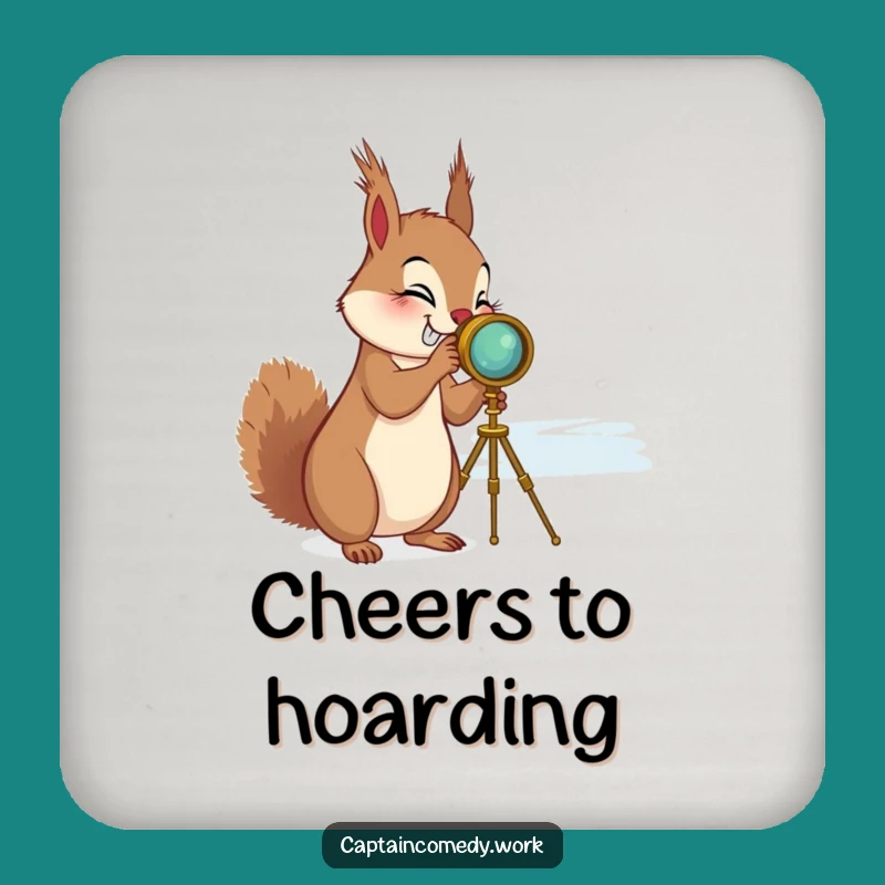 Funny Squirrel Spyglass Drink Coaster - Giggling Explorer Bar Accessory, Ideal Funny Gift