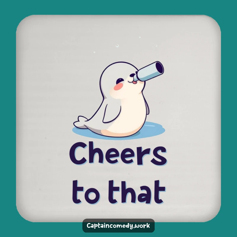 Funny Seal Explorer Coasters: Cheerful Ocean Drink Protection