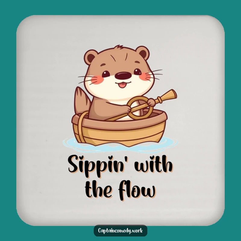 Funny Happy Otter Coasters (Set of 4): Cheerful Boating Protection, Great Funny Gift