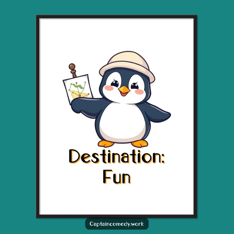Funny Penguin Navigator Poster: Determined Adventure Wall Art