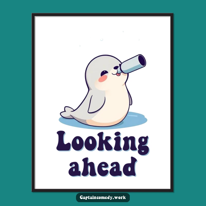 Funny Seal Explorer Poster: Cheerful Ocean Wall Art Gift