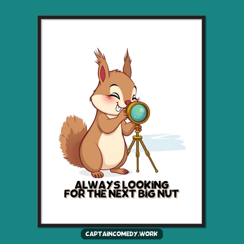Funny Free Printable Wall Art: Giggling Squirrel Spyglass, Amusing Downloadable Decor