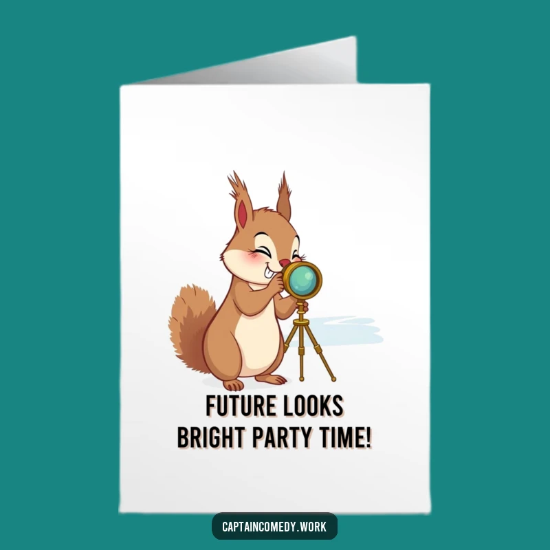 Free Printable Birthday Card: Giggling Squirrel Spyglass, Funny Downloadable Celebration Gift