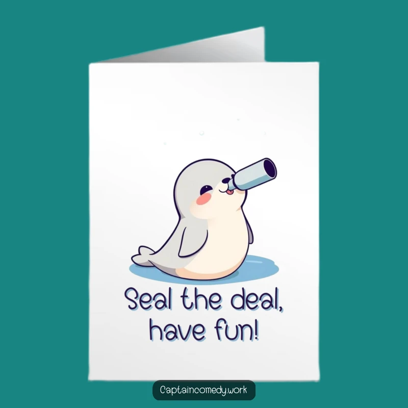 Funny Free Printable Birthday Card: Seal Spyglass Explorer, Cheerful Downloadable Gift