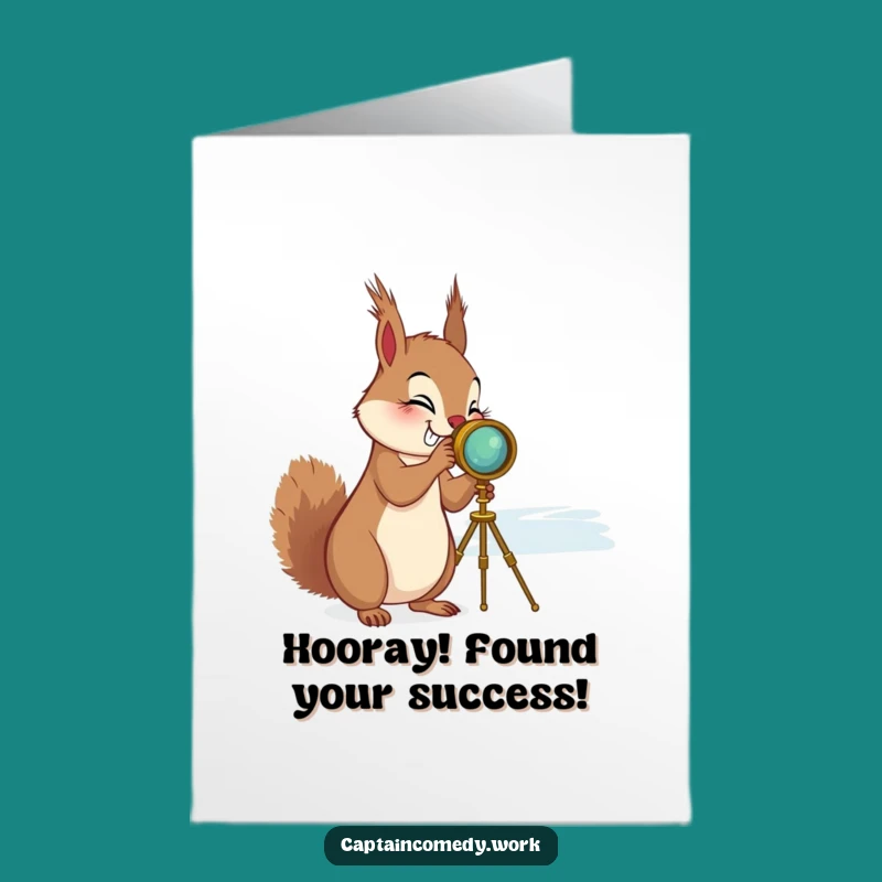 Free Printable Congrats Card: Squirrel Spyglass, Perfect Downloadable Celebration Gift