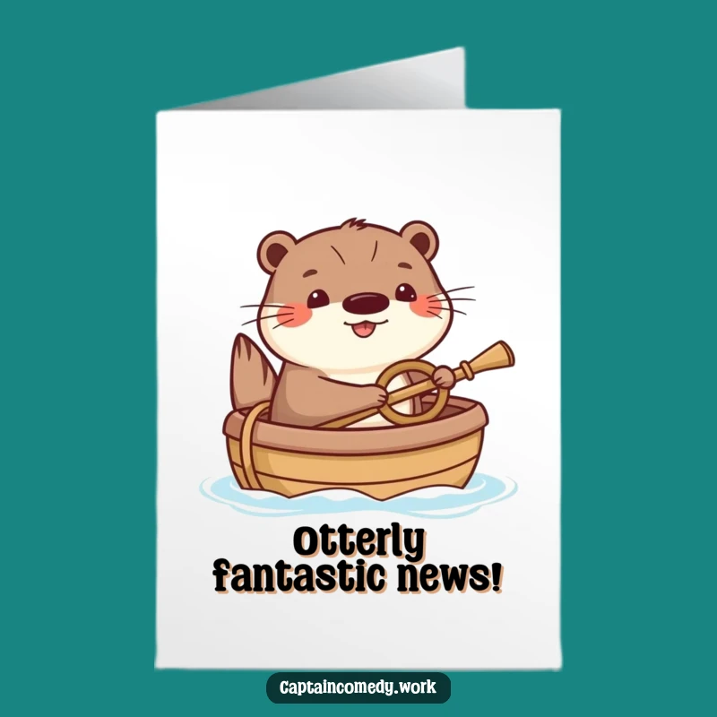 Free Printable Otter Congrats Card: Cheerful Sailor for Your Win Downloadable Funny