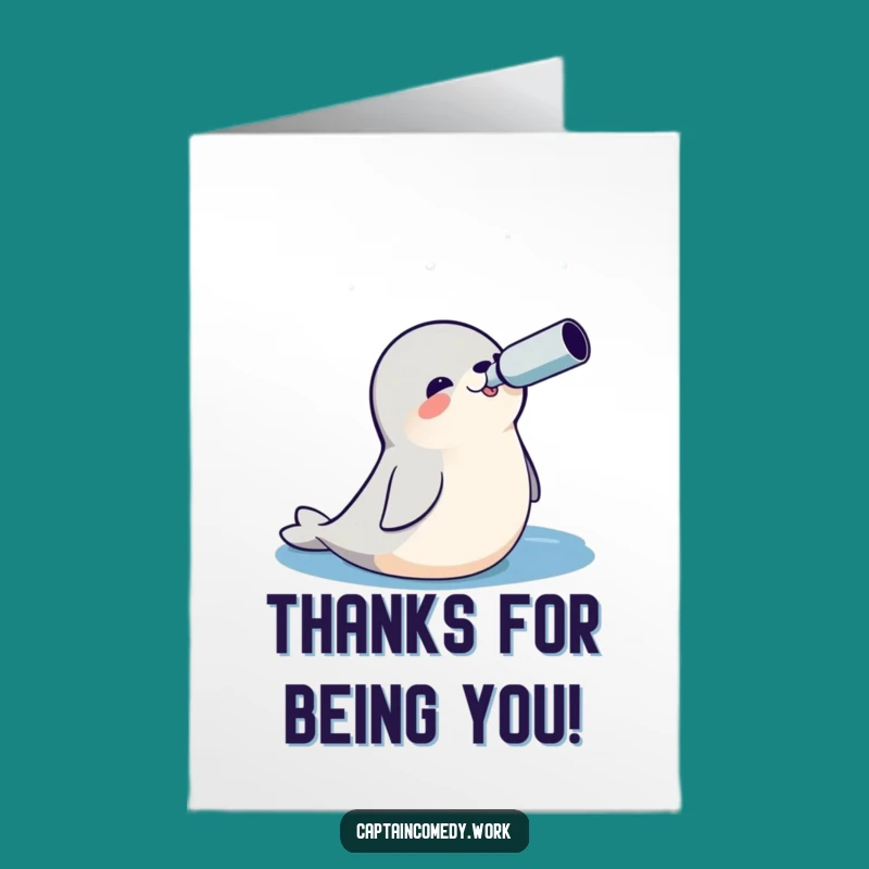 Humorous Free Printable Thank You Card: Seal's Grateful Gaze, Downloadable