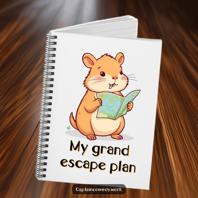 Funny Capybara Navigator Notebook, a serious capybara studies a map, perfect for note-taking, a funny gift for organized minds.