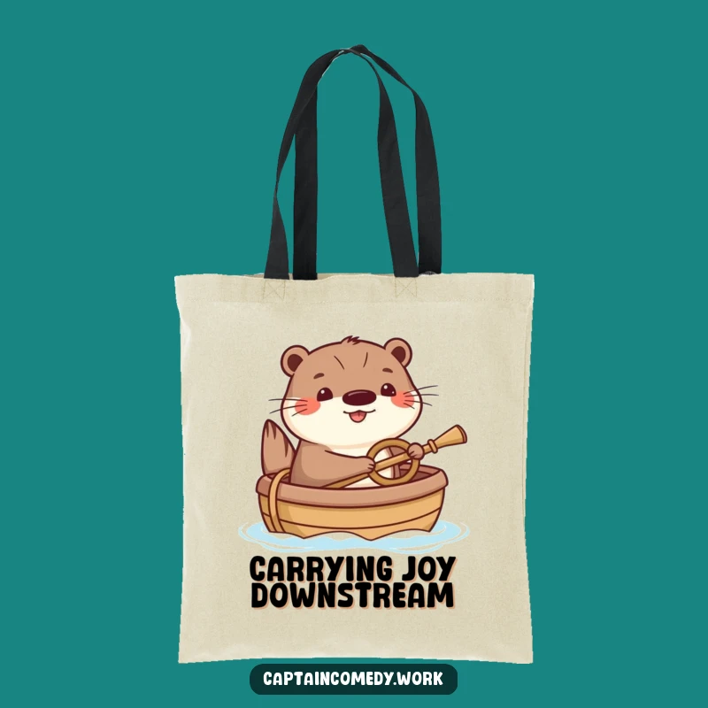 Funny Happy Otter Tote Bag: Cheerful Boating Carryall, Excellent Funny Gift for Beach Goers