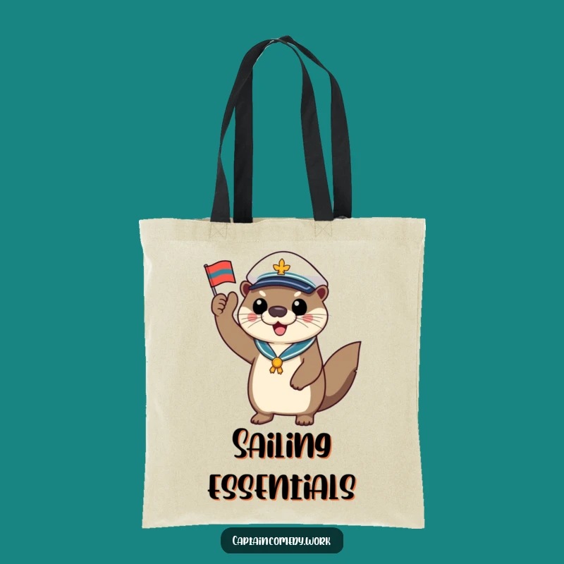 Funny Otter Captain Flag Tote Bag: Stylish Accessory for Sea Lovers